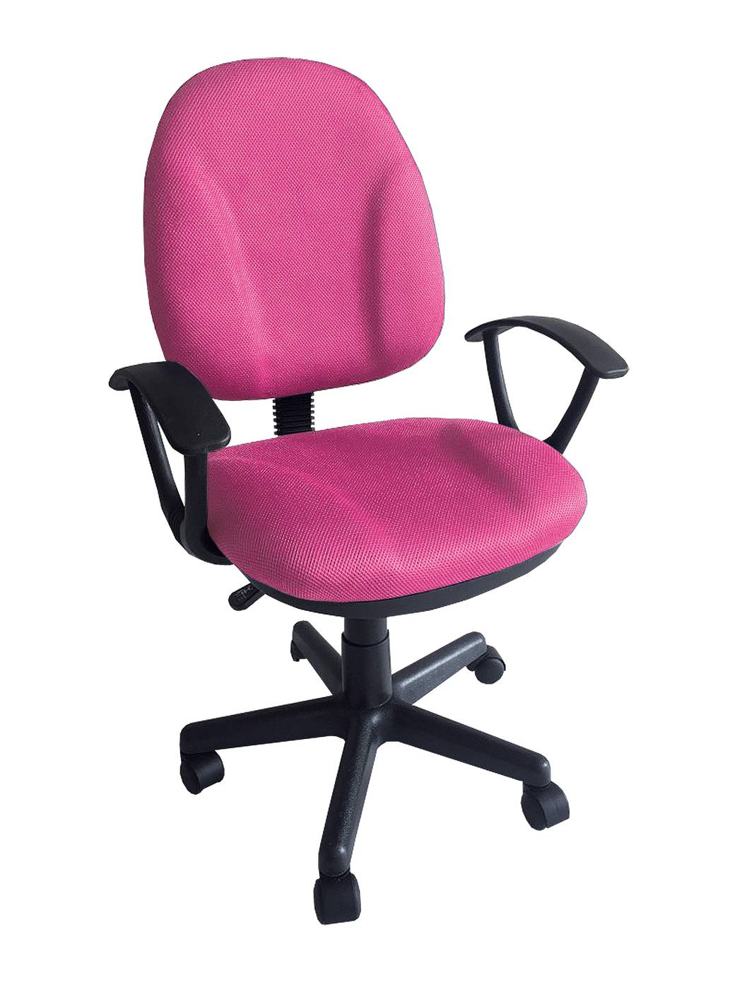Silla giratoria para escritorio juvenil, con ruedas, elevable, con asiento y respaldo tapizado con tejido 3D color fucsia